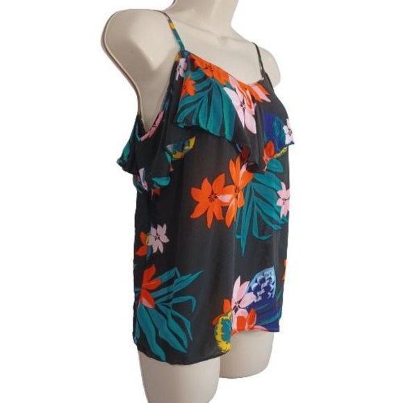 Old Navy Women's Shoulder Off Overlay Blouse Floral Size S Spaghetti Straps - Picture 3 of 9